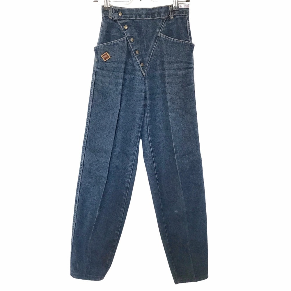 JEANIUS RARE VINTAGE LE CIRQUE HIGH WAISTED PUFFY LEG BUTTON FLY JEANS